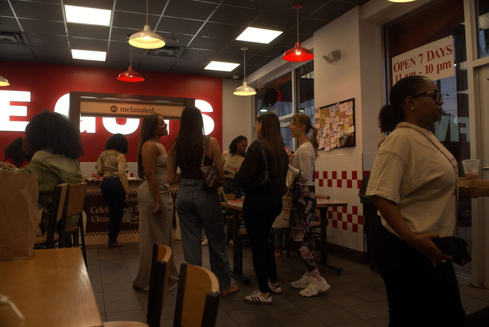 Guests lined up through the restaurant