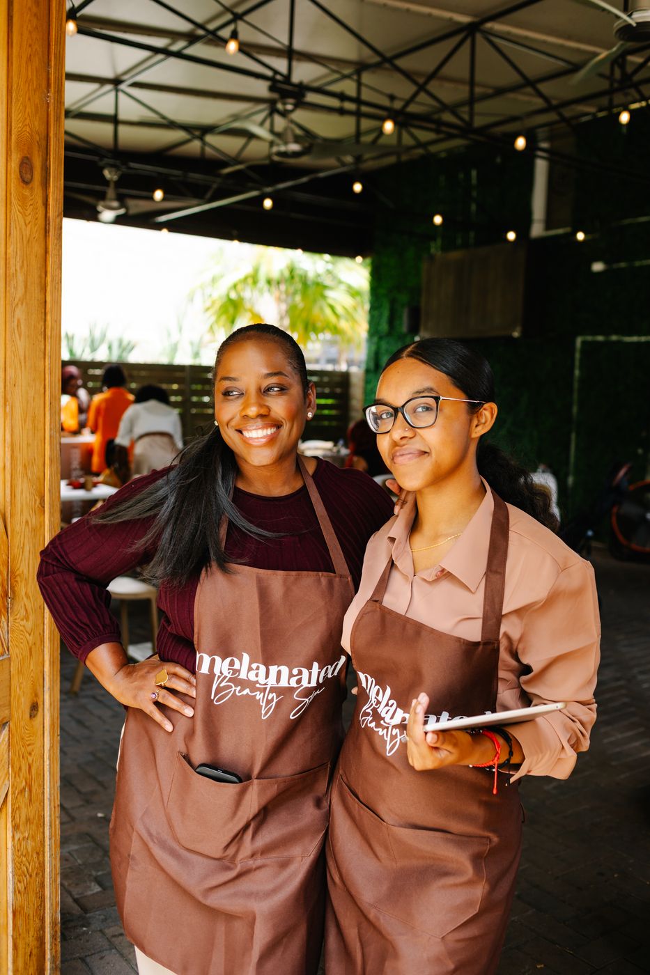 The team in branded aprons